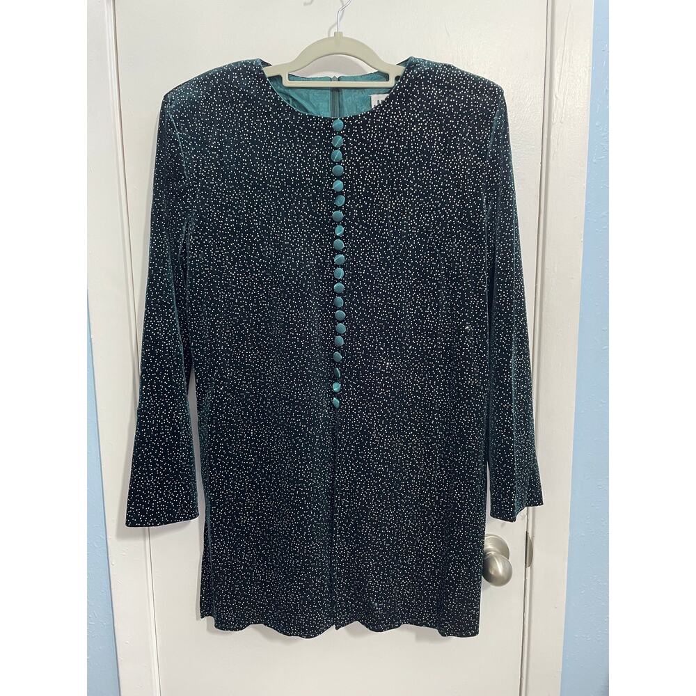 VTG Velvet Tunic Blouse Size 14 Emerald Green Whimsigoth Christmas Holidays